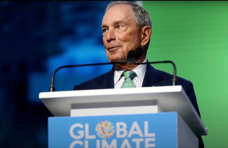 Michael R. Bloomberg speaks from the podium